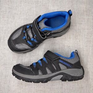 Merrell Boys Trail Chaser Sneaker Black Blue Leather Shoes Outdoors Size 11